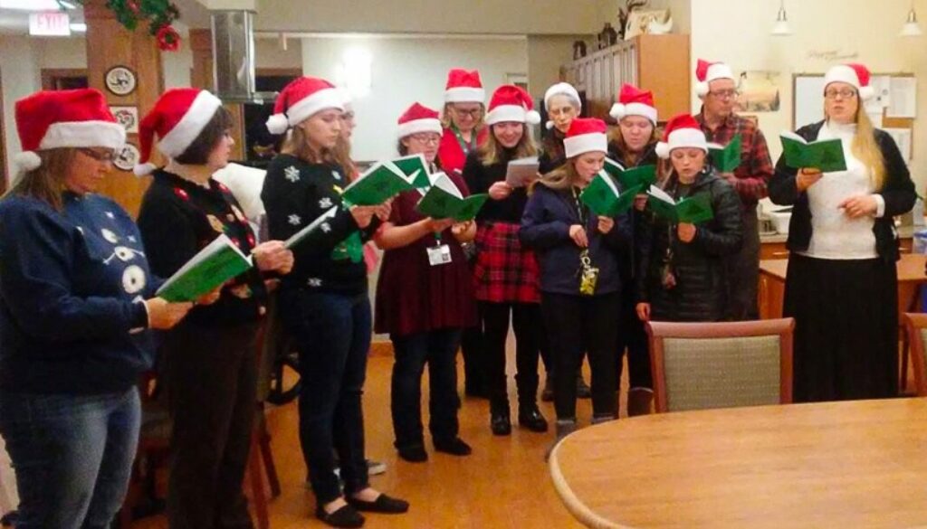 Christmas carols at The Neighbors of Dunn County in 2018.