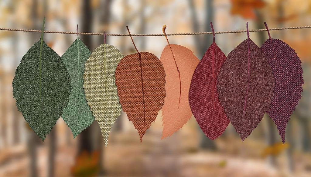 Decorative hanging fabric cut into leaf shapes.